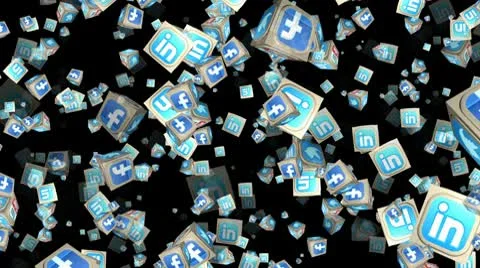 Social Network Cubes Loop Alpha Channel Stock-Footage 10563975