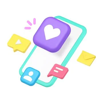 Social network dating smartphone application account web communication 3d i.. Stock Illustration