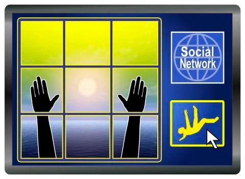 Social Network Depression Stock Illustration