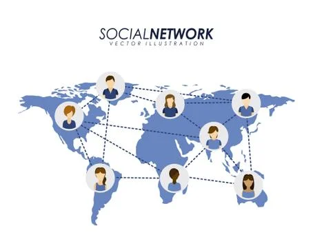 Social network design over white background, vector illustration Ilustração Stock
