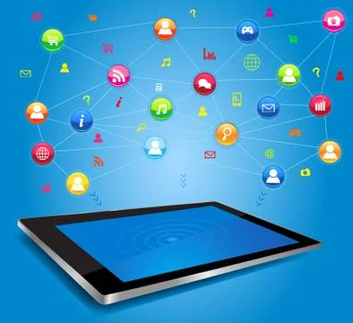 Social network on digital tablet Stock Illustration