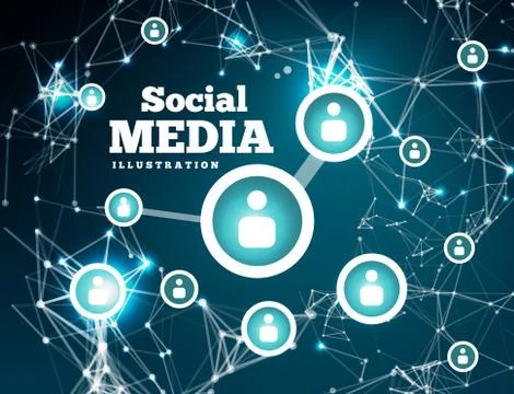 Social network with dot connected by lines Stock Illustration