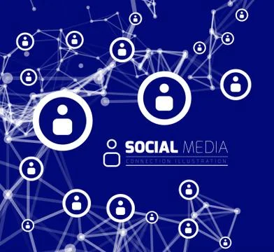 Social network with dot connected by lines Stock Illustration