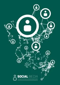 Social network with dot connected by lines Stock Illustration