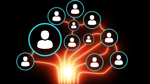 Social Network Expansion Animation with Technology Icons and Network Connec.. Stock Footage 309265418