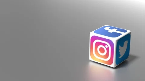 Social network falling cube Stock Footage 93998968
