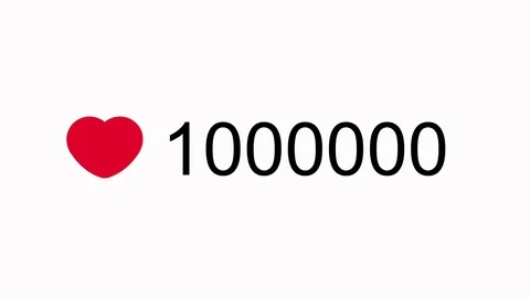 Social network favourite button counter quickly Increasing to 1.000.000 Stock Footage 76724827
