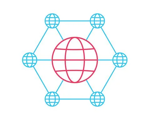 Social network. Flat globe icons on the circle. Vector illustration isolated  Stock Illustration