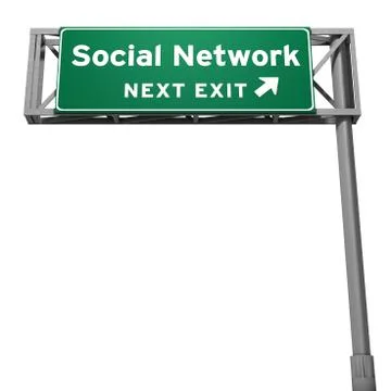 Social Network Freeway Exit Sign Illustrazione stock