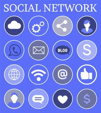 Social Network Globe Set Icons Vector Illustration Illustrazione stock