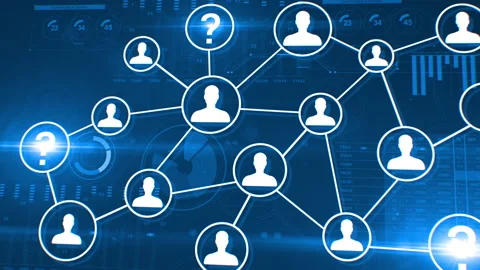 Social Network Growing 3d Animation. Beautiful Digital Blue Interface with Icons Stock Footage 168707822