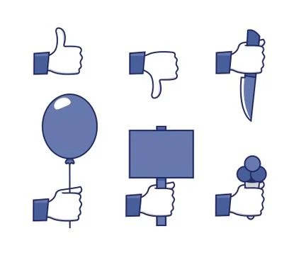 Social network hands set Stock Illustration