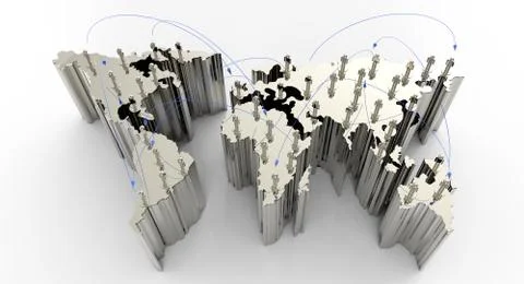 Social network human 3d on world map Stock Illustration