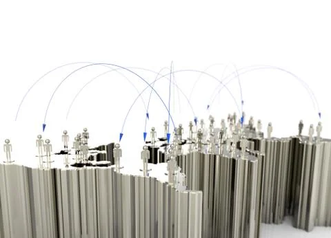 Social network human 3d on world map Stock Illustration