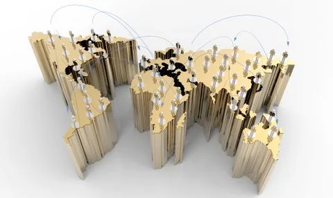 Social network human 3d on world map Illustration