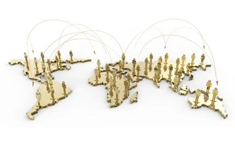 Social network human 3d on world map Stock Illustration