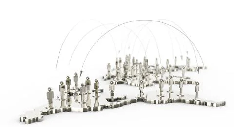 Social network human 3d on world map Stock-Illustration