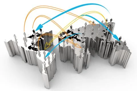 Social network human 3d on world map Stock Illustration
