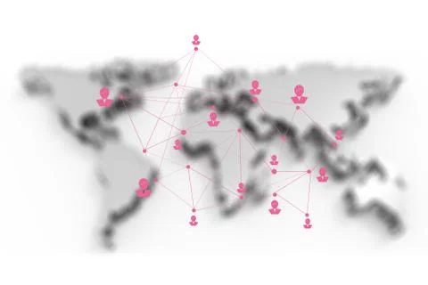 Social network human 3d on world map Иллюстрация
