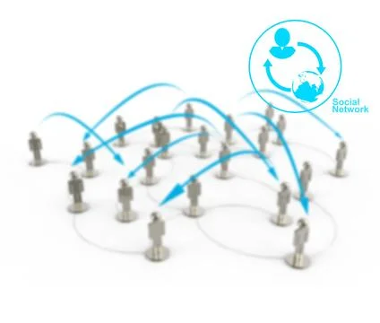Social network human 3d on world map Stock-Illustration