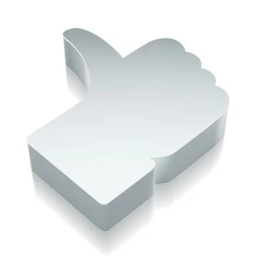 Social network icon: 3d metallic Thumb Up with reflection, vector illustration Illustrazione stock