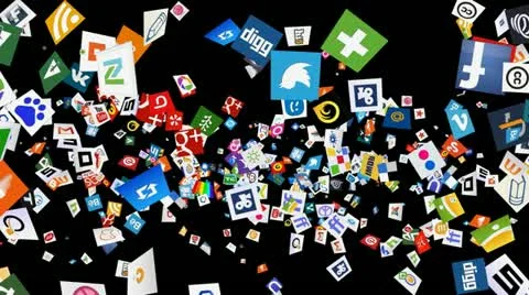 Social Network Icon Confetti Explosion - VII (+ ALPHA CHANNEL) Stock Footage 20528407