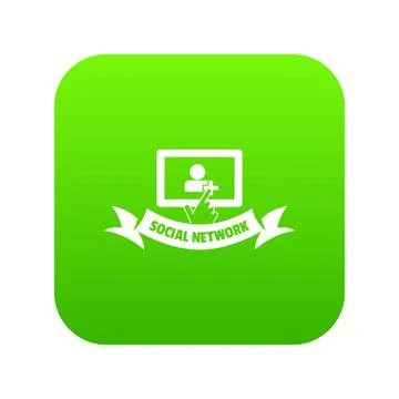 Social network icon green vector Stock Illustration