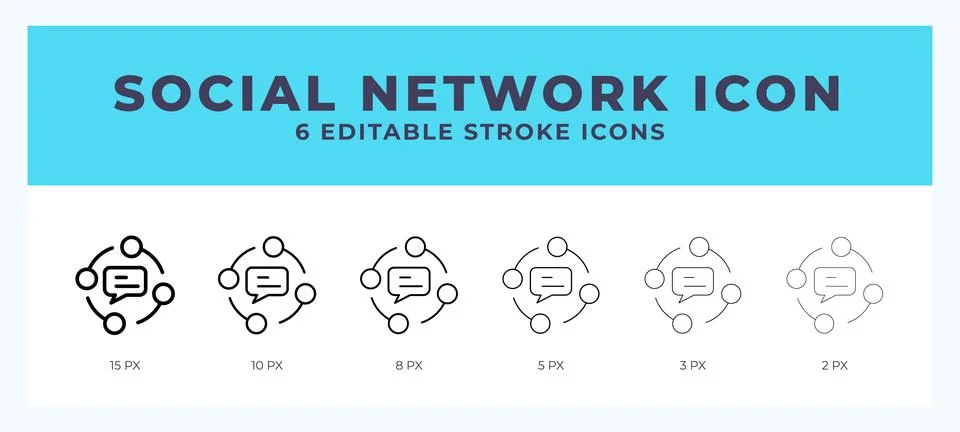 Social network icon set with different stroke. Design elements for logo. Ve.. Stock Illustration