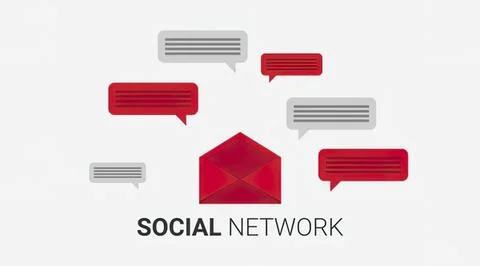 Social network icon with speech bubbles and envelope Stock Illustration