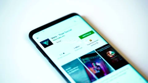 Social Network icon Vero App on smartphone Stock Footage 108564347