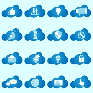 Social network icons on cloud shape Stock Illustration
