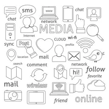 Social network icons composition Stockillustratie