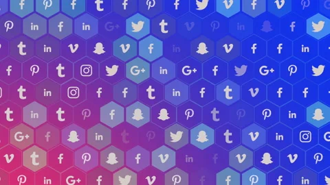 Social network icons on gradient background 動画素材 195675271