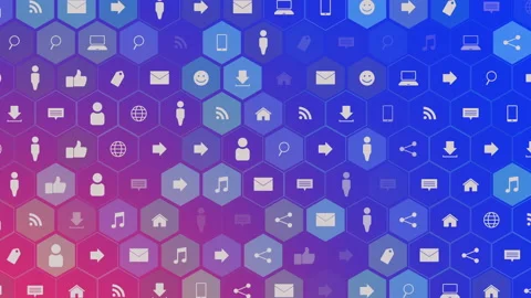 Social network icons pattern on gradient background Stock Footage 202043075