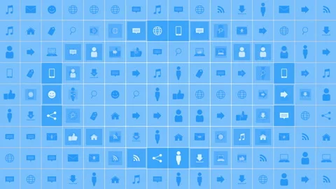 Social network icons pattern on gradient background Stock Footage 221305848
