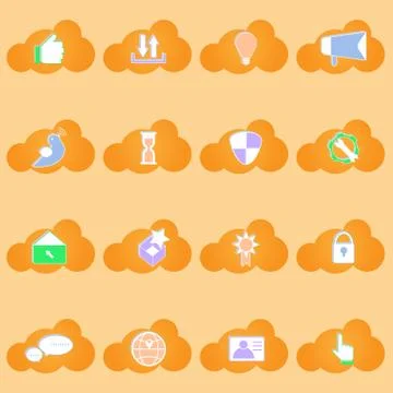 Social network icons with shadow on cloud shape Stock Illustration