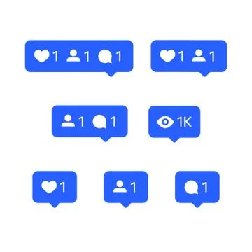 Social network icons, tooltips, speech bubbles, likes, followers and subscribers Stock Illustration