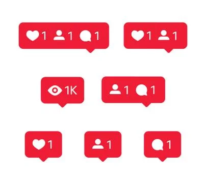 Social network icons, tooltips, speech bubbles, likes, followers and subscribers Stock Illustration