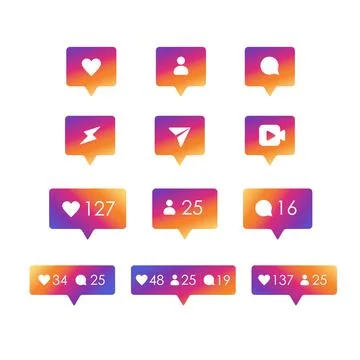 Social network icons Vector gradient color Stock Illustration