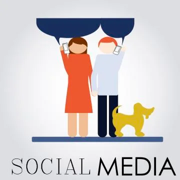 Social network illustration over gradient color background Stock Illustration