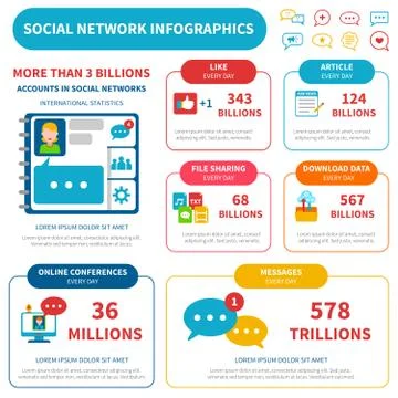 Social Network Infographic Set Stock Illustration