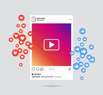 Social network interface mockup frame. Social media post photo concept ui Stock Illustration