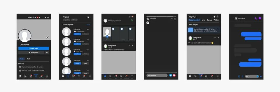 Social network interface mockup. Internet application. Vector. イラスト素材