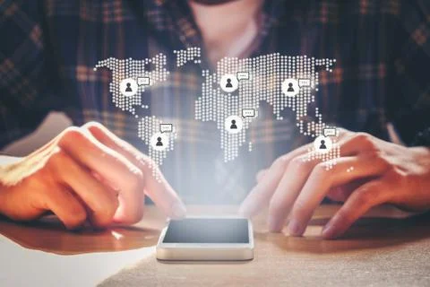 Social Network Interface World connected Foto stock