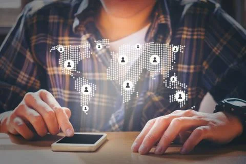 Social Network Interface World connected Stock Photos