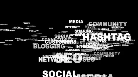 Social Network Keywords Text Animation, Rendering, Background, Loop Vídeo Stock 125249134