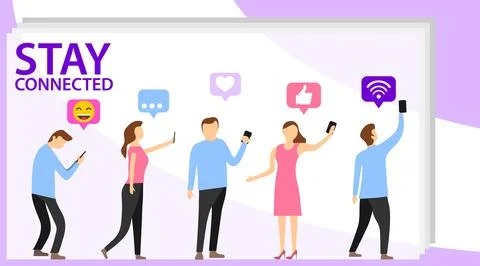 Social Network Landing Page Template. Concept of landing page Stock Illustration