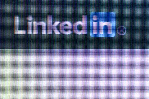 Social network linkedin icon on the computer screen Stock Photos