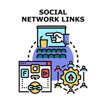 Social network links presenting online viral marketing strategy 스톡 일러스트