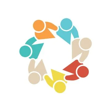 Social Network logo, Group of 6 people business men Stock Illustration